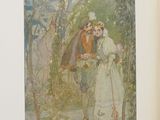 a picture of a picture of a man and a woman in the woods