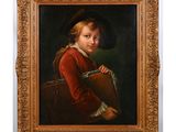 a painting of a boy with a book in his hand