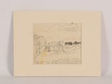 an image of a drawing of a landscape with trees and a road