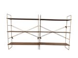 a pair of shelvings with shelves on each side