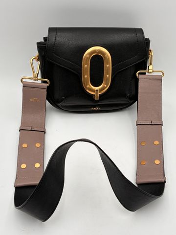 LANCEL : sac à bandoulière en cuir noir et beige. Bon état