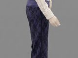 a mannequin dressed in a white shirt and blue pants