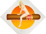 an image of a woman sitting on top of a cigar