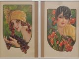 painting of two women holding cherries and cherries in their hands