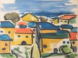 an image of a picture of a painting of a village