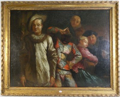 une image représentant un tableau où l'on voit un homme tenant un enfant dans ses bras devant un groupe de personnes