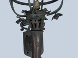 a large metal pole with a clock on top of it