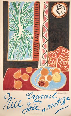une image représentant un tableau montrant une assiette d'oranges posée sur une table