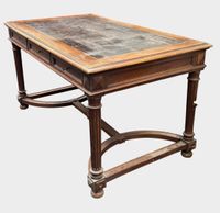 Bureau plat de style Empire, pieds cannelés entretoisés, ouv… (photo 2)