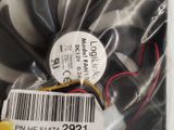 a close up of a computer fan with a barcode on it
