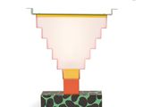 a close up of a lamp on a stand on a white background