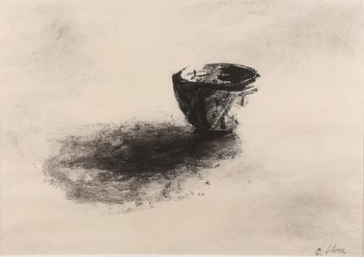 an image of a black and white drawing of a vase