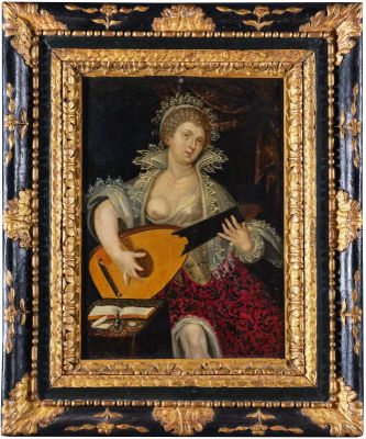 portrait of a lady playing a lute by person
