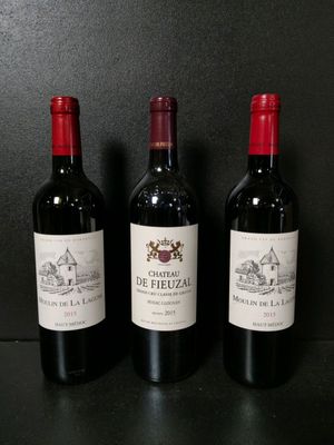 Lot de 3 bouteilles de vin rouge : 2 Moulin de la Lagune Hau… - Photo 1