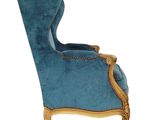 an image of a blue chair with a gold trim