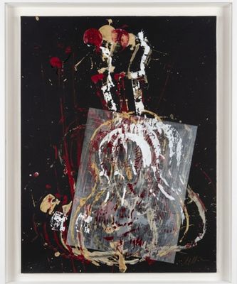 an image of a painting of a woman in a white dress with red flowers