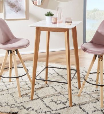 Table de bar , couleur chêne naturel et blanc , dimensions: …