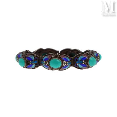 Bracelet Bracelet articulé en argent (800°/°°) décoré de pap…