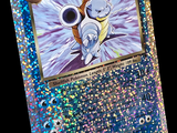 un gros plan d'une carte Pokémon sur fond bleu