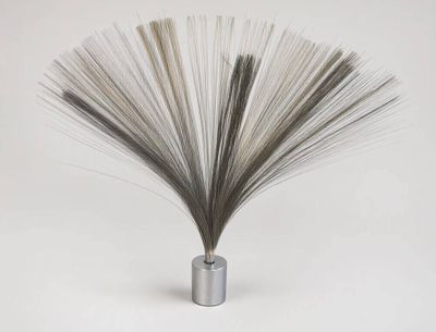 un vase en argent contenant une mèche de cheveux