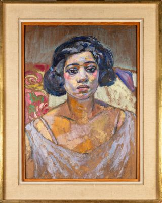 Augustin CARRERA (1878-1952) Portrait d'une jeune fille Huil…