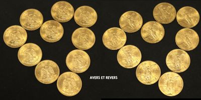 gold coins are arranged in the shape of a heart on a black background