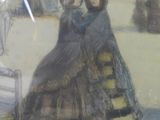 a picture of a painting of two women sitting on a bench