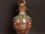 antique chinese cloise enamel vase on stand