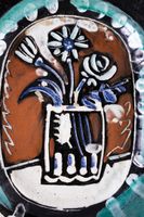 Pablo Picasso (1881-1973) Vase fleuri Plat ovale en céramiqu… (photo 2)