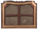 an old wooden frame with a cross on the top of it