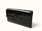 chanel black quilted lambskin long wallet