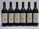 six bouteilles de vin rouge sont alignées