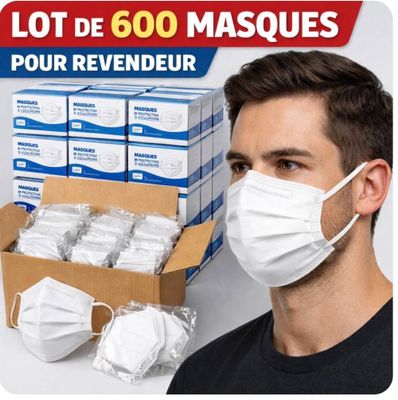 Lot de 600 masques emballés sous blister par cinq. Poids : 5 kg, local - Photo 1
