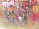 une peinture représentant un groupe de personnes à cheval
