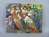 tableau représentant un groupe de femmes jouant d'un instrument sur un fond blanc