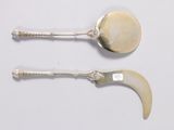 two spoons that are sitting next to each other