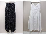 two pictures of a white dress and a black and white dress hanging on a hanger