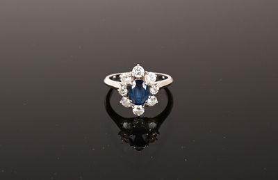 Bague Marguerite Or Blanc 750/1000 Saphir - Élégance et Raffinement