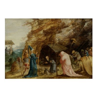 une image d'une peinture représentant un groupe de personnes dans une grotte