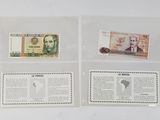 three different types of paper money on the table
