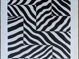 imprimé zèbre noir et blanc sur papier blanc, dans un cadre en bois