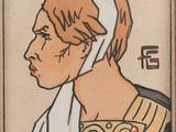 tableau représentant une femme portant une coiffe et un voile