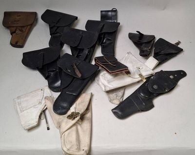many different types of leather items on the table