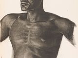 drawing of a man with no shirt and no shirt on his chest