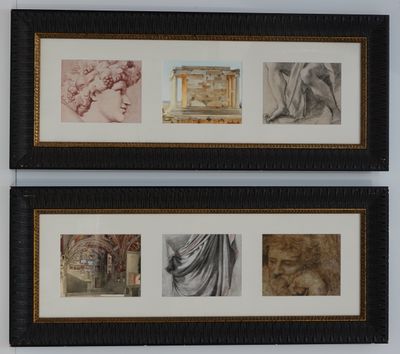 deux tableaux encadrés sur le mur d'une pièce