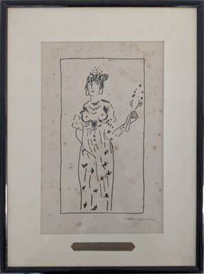 une image représentant le dessin d'une femme tenant une fleur
