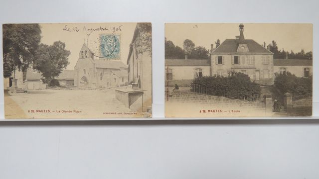 Mautes : Lot de 2cpa : La Grande Place (Dumousset A 73), B.E. + L...