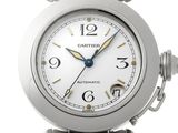 a close up of a wrist watch with a white dial