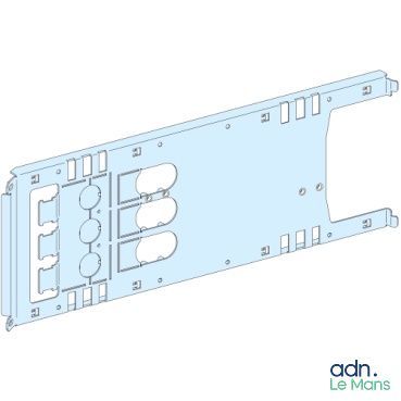 a drawing of a metal plate with four screws on it