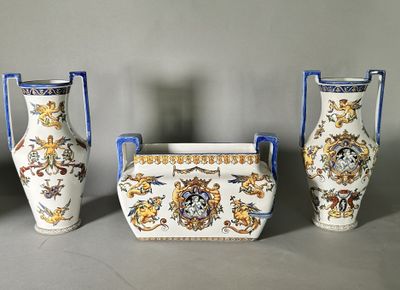 three vases that are sitting next to each other on a table